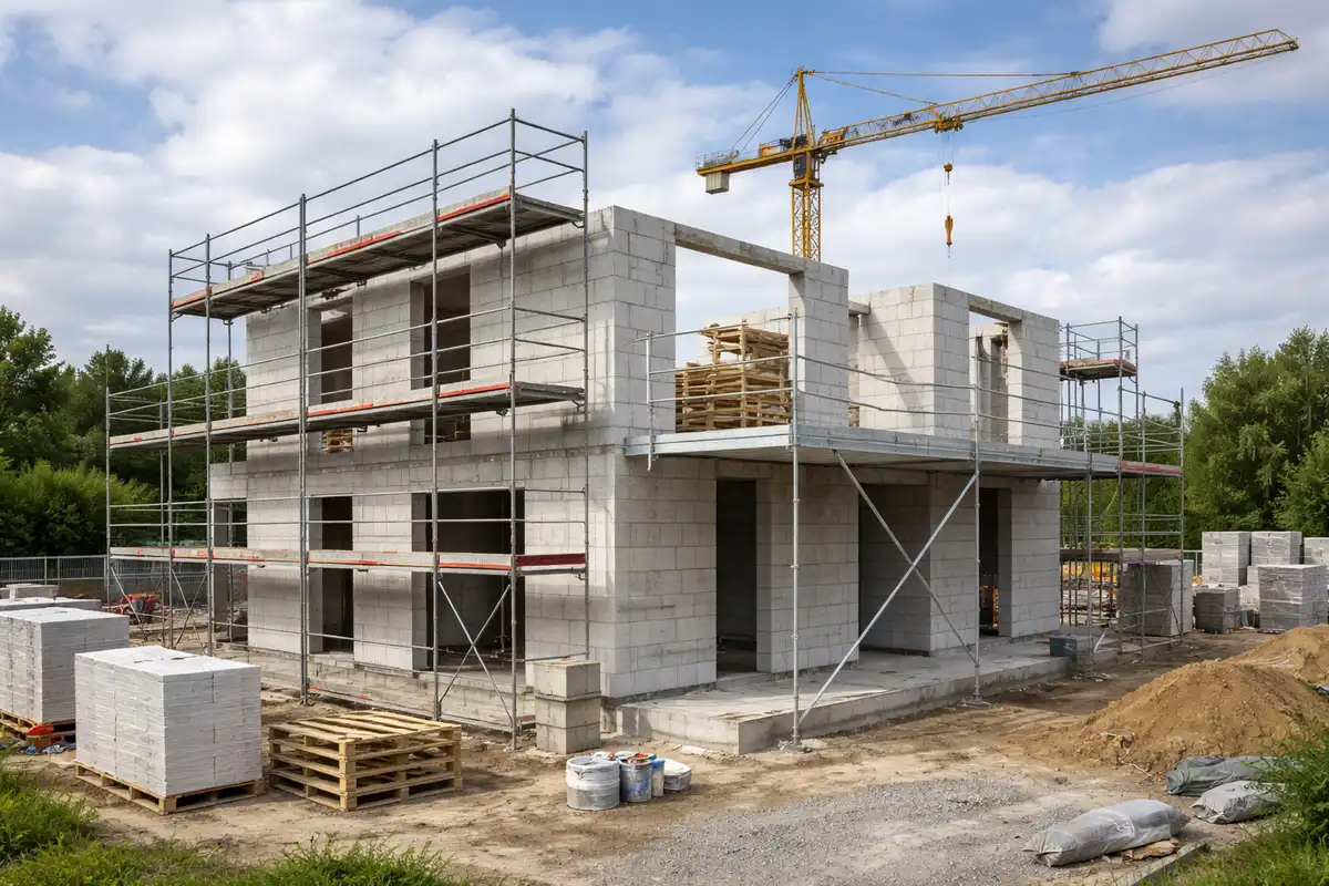 Schmicker Bau GmbH – Baustelle eines modernen Hauses, Rohbau